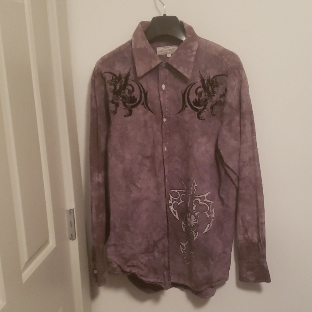 Eight Eight Mens Graphic  Button Down Shirt